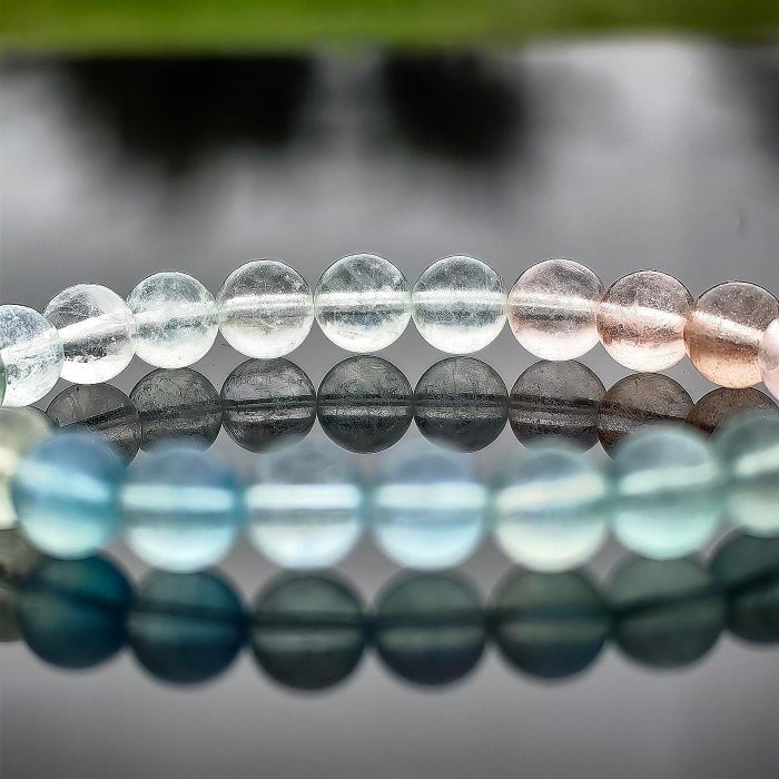 ╭＊一圖一物＊╮天然彩虹摩根石水晶手鍊 7.6mm 手圍16 手串 冰體摩根 水晶 晶礦-細節圖4