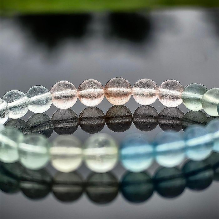 ╭＊一圖一物＊╮天然彩虹摩根石水晶手鍊 7.6mm 手圍16 手串 冰體摩根 水晶 晶礦-細節圖5