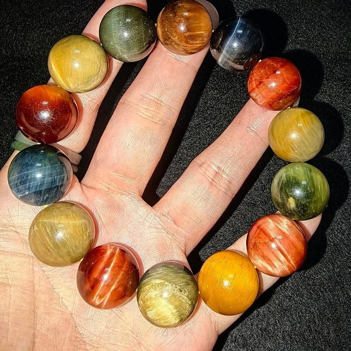 ╭＊彩虎眼＊╮彩虎眼石手串16.5mm 手圍19.5水晶 礦石 手串 手鏈 手環 DIY 串珠-細節圖7