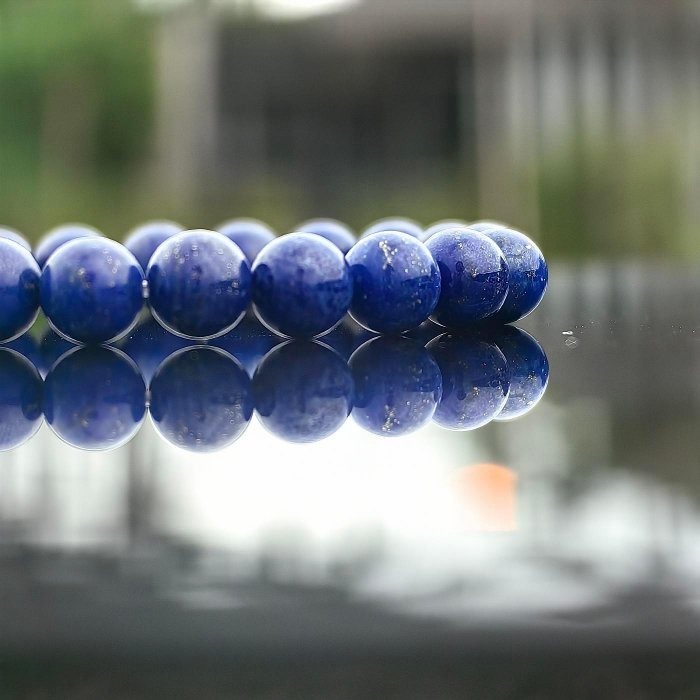 ╭＊一圖一物＊╮純天然青金石手串8.4mm 手圍15 水晶 礦石 手串 虎眼石-細節圖3
