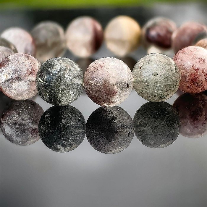 ╭＊穿越。新小主A＊╮天然幽靈手鍊 13mm 手圍16.5 水晶 彩幽靈 綠幽靈 招正財 招事業 手串 紅幽靈 黃幽靈-細節圖4