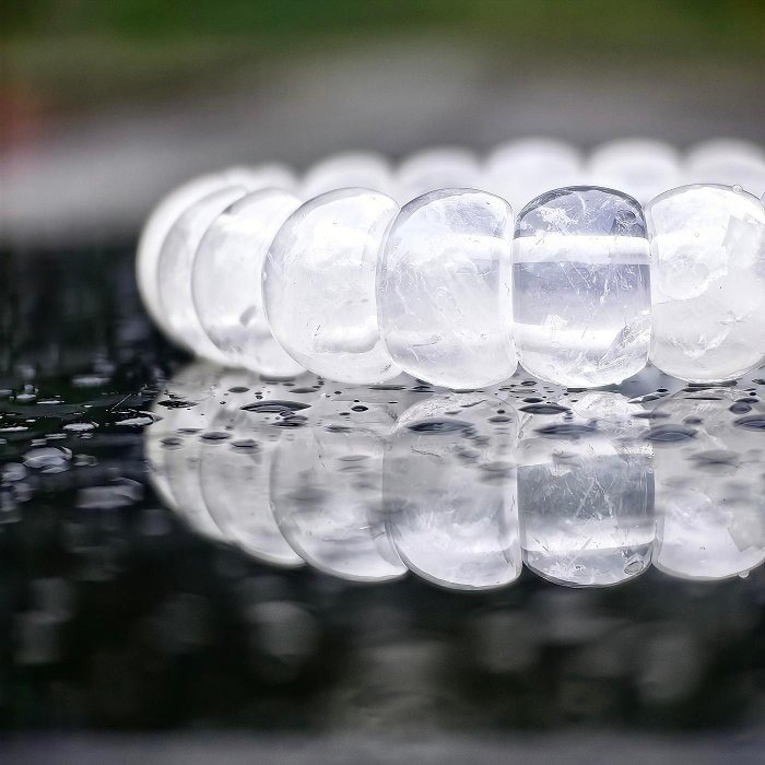 ╭＊一圖一物＊╮天然白幽靈水晶手排 14mm 手圍17 水晶 手牌 手串 手鏈-細節圖2