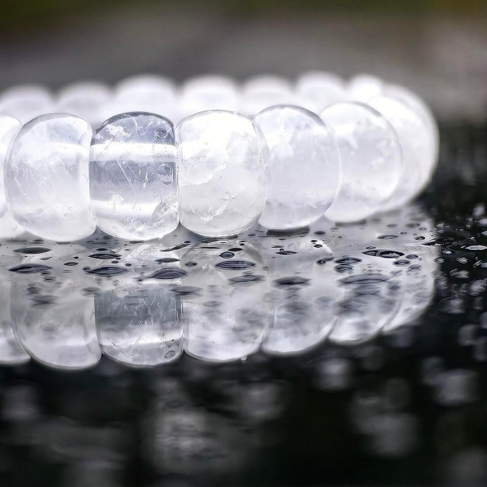 ╭＊一圖一物＊╮天然白幽靈水晶手排 14mm 手圍17 水晶 手牌 手串 手鏈-細節圖3