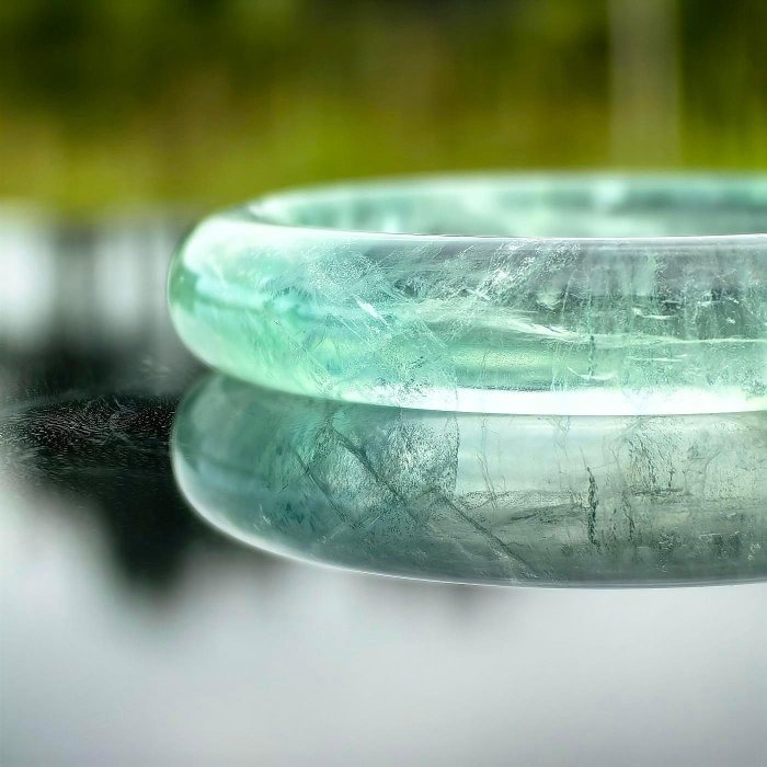 ╭＊一圖一物＊╮天然綠螢石手鐲 54.3圈口 條寬12.3mm 水晶 手環 手串-細節圖2