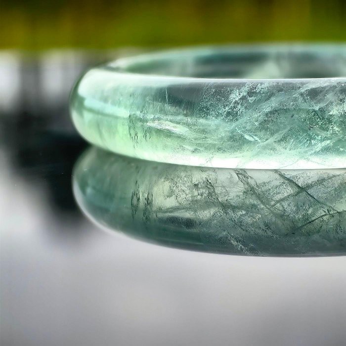 ╭＊一圖一物＊╮天然綠螢石手鐲 54.3圈口 條寬12.3mm 水晶 手環 手串-細節圖3
