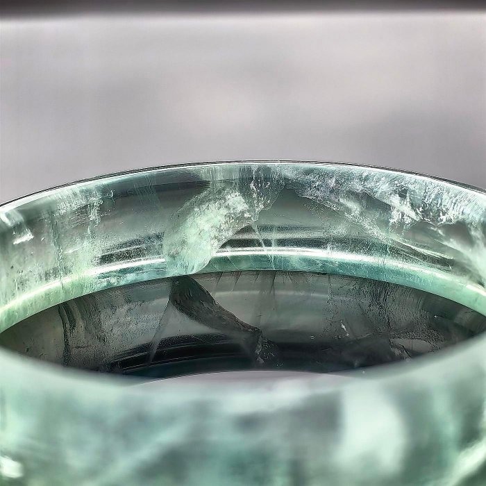╭＊一圖一物＊╮天然綠螢石手鐲 54.3圈口 條寬12.3mm 水晶 手環 手串-細節圖6