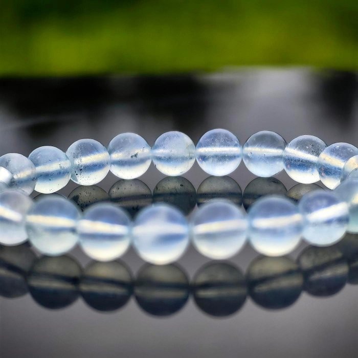 ╭＊練習曲第四部＊╮天然海藍寶手鍊 8.7mm 手圍16 手串 晶礦 水晶-細節圖5