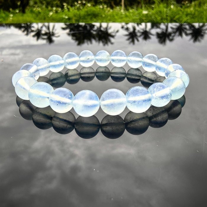 ╭＊練習曲第四部＊╮天然海藍寶手鍊 8.7mm 手圍16 手串 晶礦 水晶-細節圖7
