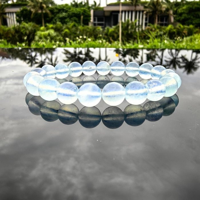 ╭＊練習曲第四部＊╮天然海藍寶手鍊 8.7mm 手圍16 手串 晶礦 水晶-細節圖8
