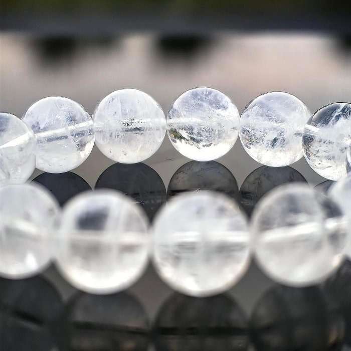 ╭＊白雪＊╮天然雪花白幽靈手鍊 13.5mm 手圍17 白幽靈 水晶 手串-細節圖5