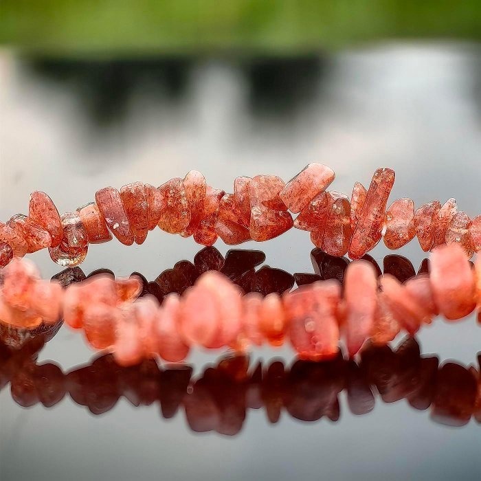 ╭＊烈日紅陽＊╮天然金太陽隨形手串5.5mm 手圍16 水晶 金太陽石 晶礦-細節圖5