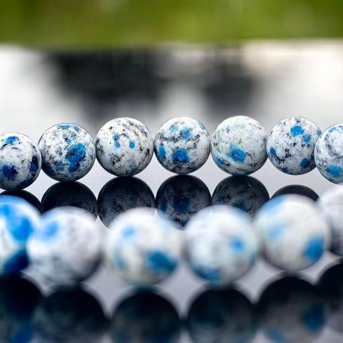 ╭＊一圖一物＊╮天然K2 Blue 寶石手串9.7mm 手圍16.5 水晶 礦石 能量礦-細節圖5