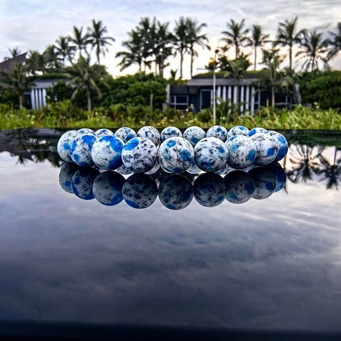 ╭＊一圖一物＊╮天然K2 Blue 寶石手串9.7mm 手圍16.5 水晶 礦石 能量礦-細節圖8