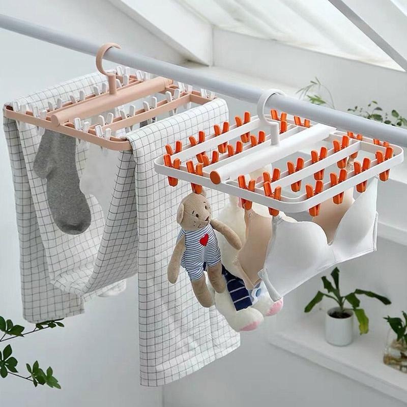 可摺疊曬衣夾 曬衣架 晾衣夾 晾衣架 曬衣夾 曬襪夾 襪夾 晾曬架 折疊晾衣架 夾子 夾晾衣 掛架 旋轉收納架-細節圖3