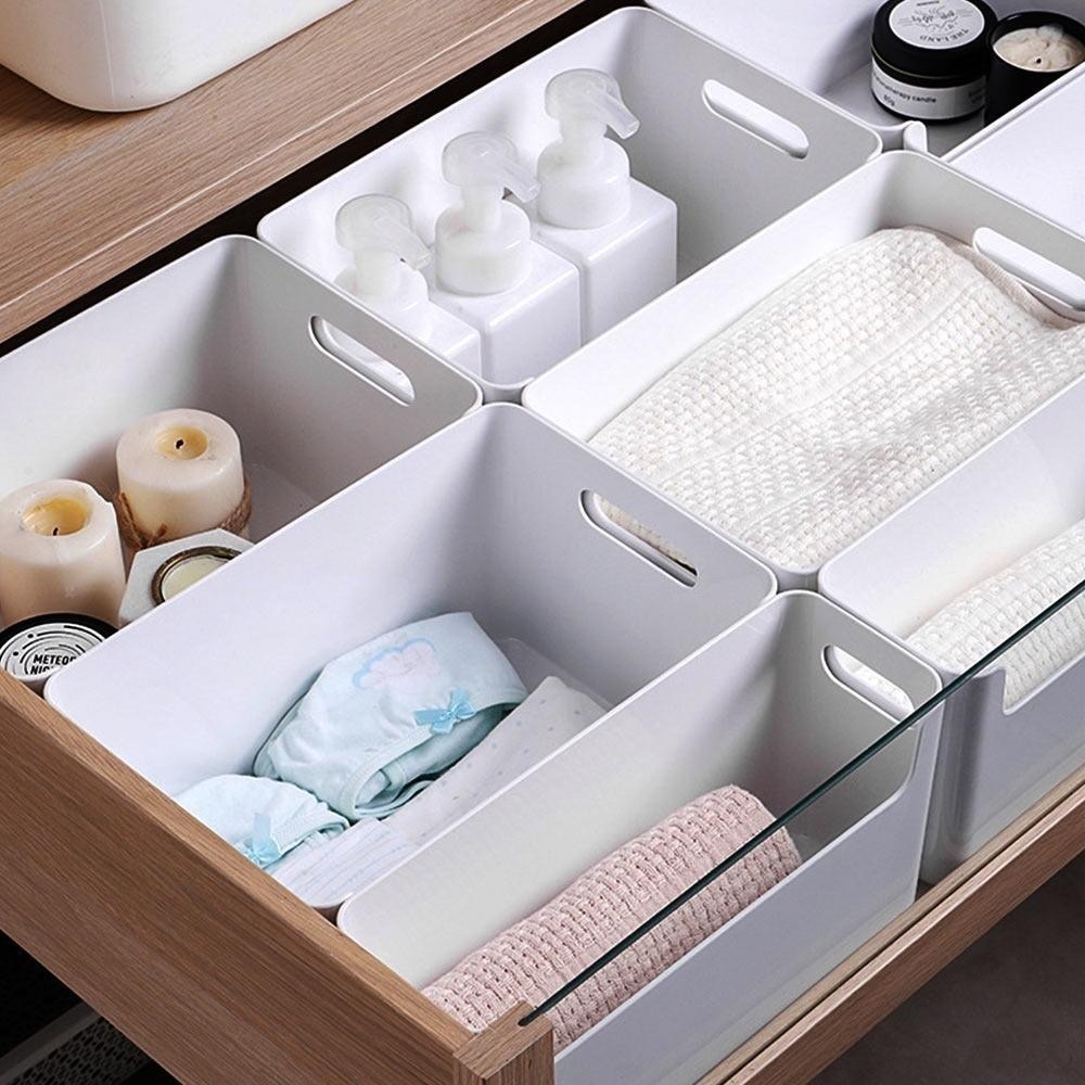 【日式無印風】雜物收納盒 手提收納籃 整理盒 抽屜式收納盒 U型收納 塑料儲物 移動便利 大容量 雙邊手提收納籃-細節圖7