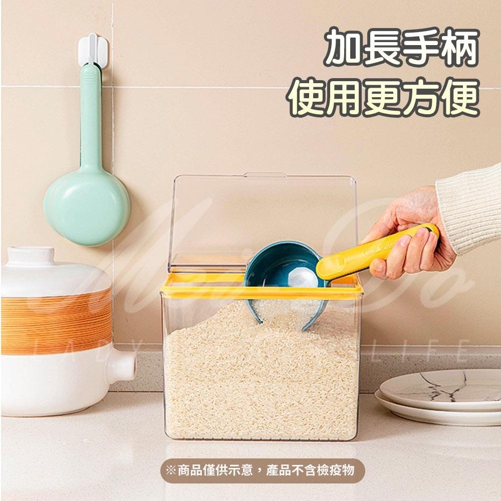 量勺 量杯 舀米勺 米勺 一勺多用 勺子 封口夾 飼料鏟 寵物貓狗糧鏟 五穀雜糧 麵粉 廚房必備 長手柄 萬用勺-細節圖3