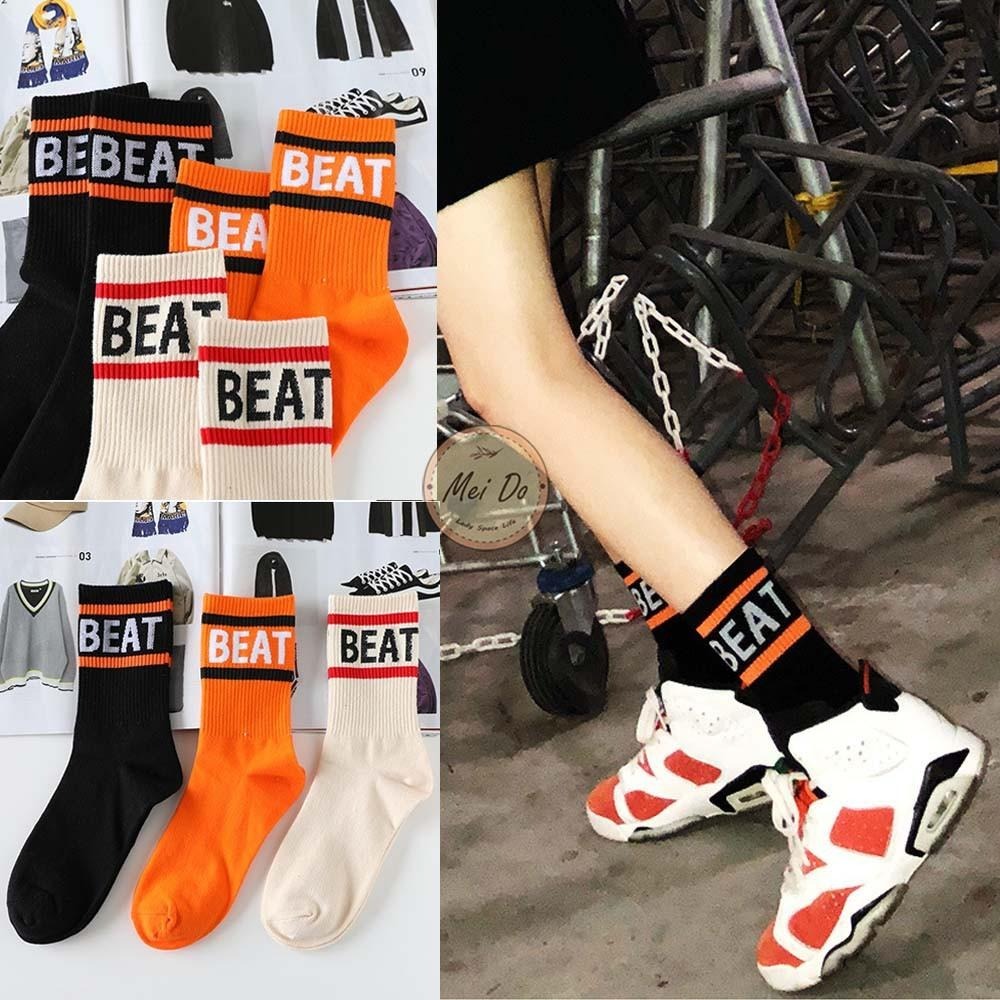 【Mei-Do】潮襪 中筒襪 滑板襪 字母襪 條紋配色 堆堆襪 學院風 薄款襪子 歐美街頭 小腿襪 運動襪-細節圖3