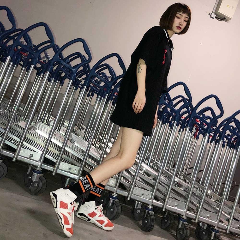 【Mei-Do】潮襪 中筒襪 滑板襪 字母襪 條紋配色 堆堆襪 學院風 薄款襪子 歐美街頭 小腿襪 運動襪-細節圖7