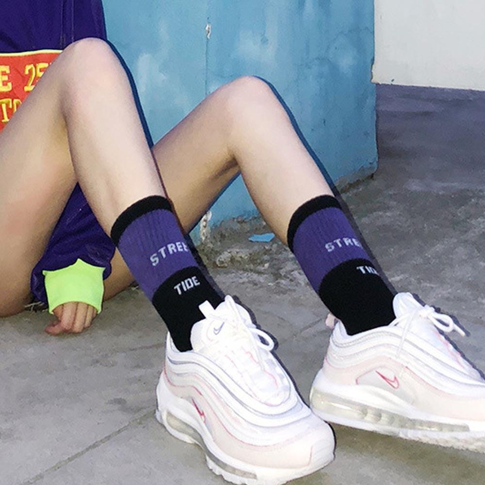 【Mei-Do】堆堆襪 刺繡字母 中筒襪 潮襪 學院風 滑板襪 薄款襪子 運動襪 男女同款-細節圖5