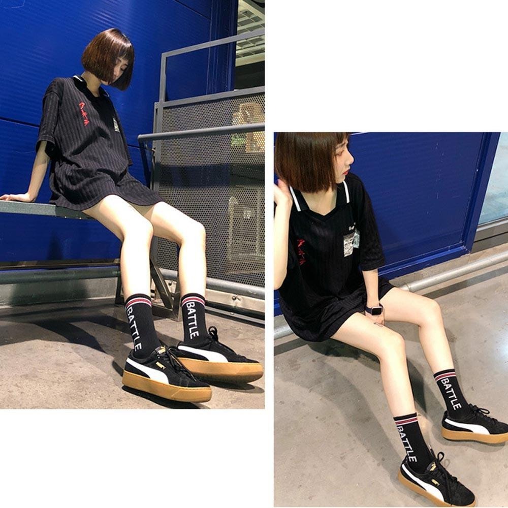 【Mei-Do】潮襪 中筒襪 滑板襪中長筒襪 中筒襪 字母中筒襪 BATTLE 刺繡字母 學院風 薄款 文青 運動襪 男-細節圖4