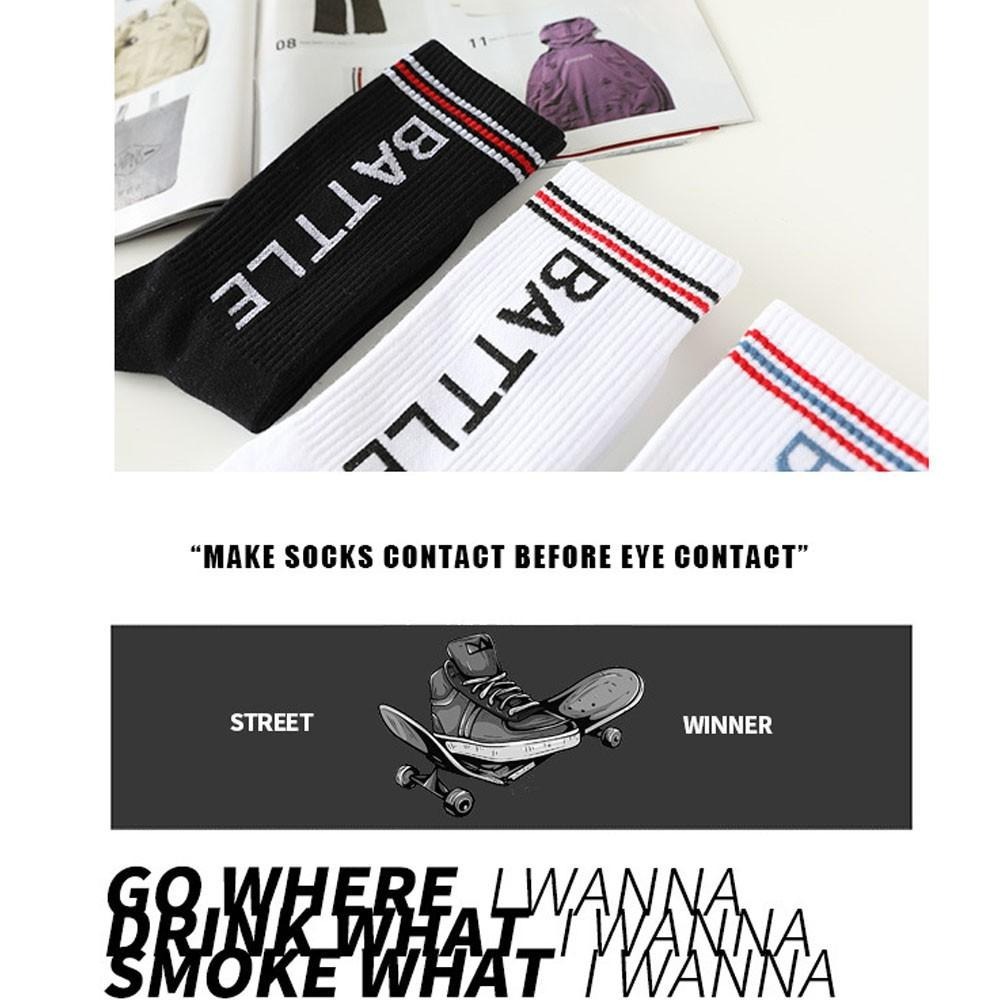 【Mei-Do】潮襪 中筒襪 滑板襪中長筒襪 中筒襪 字母中筒襪 BATTLE 刺繡字母 學院風 薄款 文青 運動襪 男-細節圖8