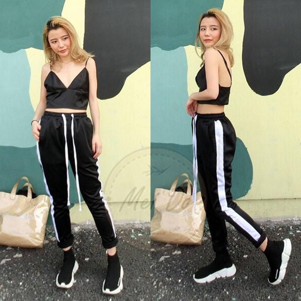 單線褲 小賈褲 男生運動長褲 彈力透氣 小賈 運動褲 顯瘦褲 小腳褲 舒適 修身 線條褲 長抽繩 四季百搭 男女不拘-細節圖6