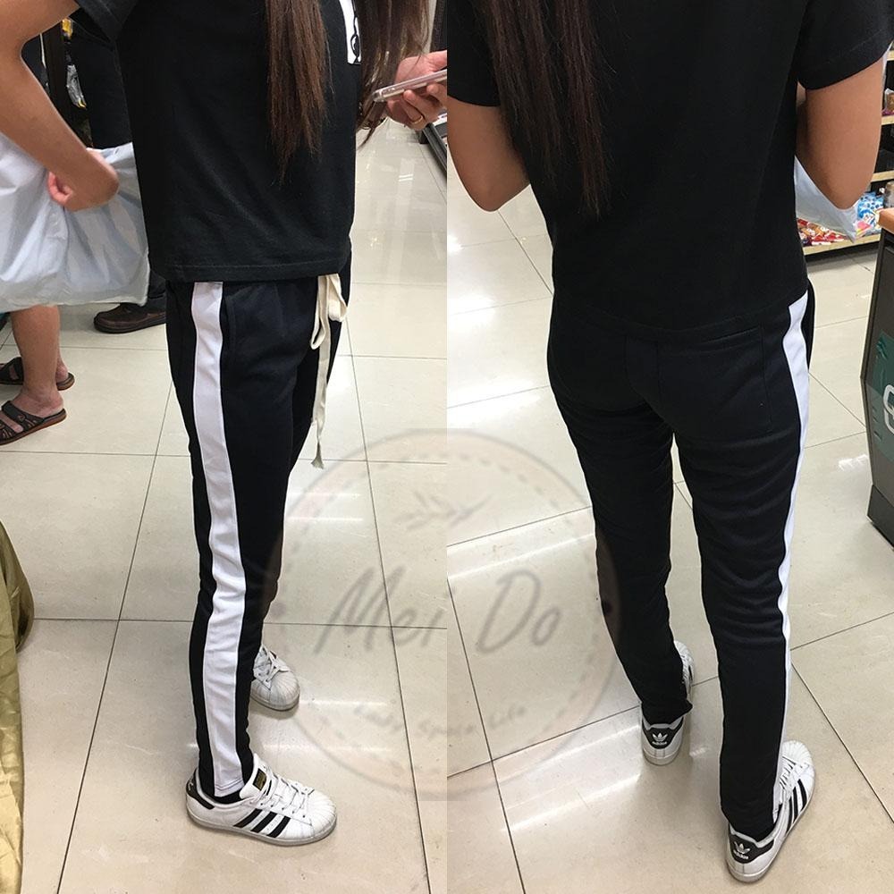 單線褲 小賈褲 男生運動長褲 彈力透氣 小賈 運動褲 顯瘦褲 小腳褲 舒適 修身 線條褲 長抽繩 四季百搭 男女不拘-細節圖8