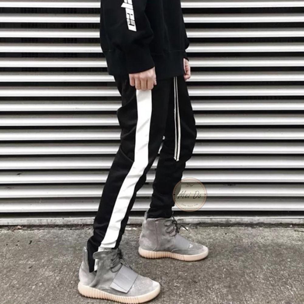 單線褲 小賈褲 男生運動長褲 彈力透氣 小賈 運動褲 顯瘦褲 小腳褲 舒適 修身 線條褲 長抽繩 四季百搭 男女不拘-細節圖3