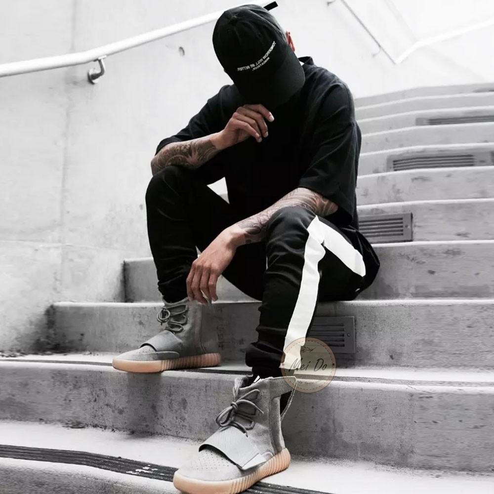 單線褲 小賈褲 男生運動長褲 彈力透氣 小賈 運動褲 顯瘦褲 小腳褲 舒適 修身 線條褲 長抽繩 四季百搭 男女不拘-細節圖5