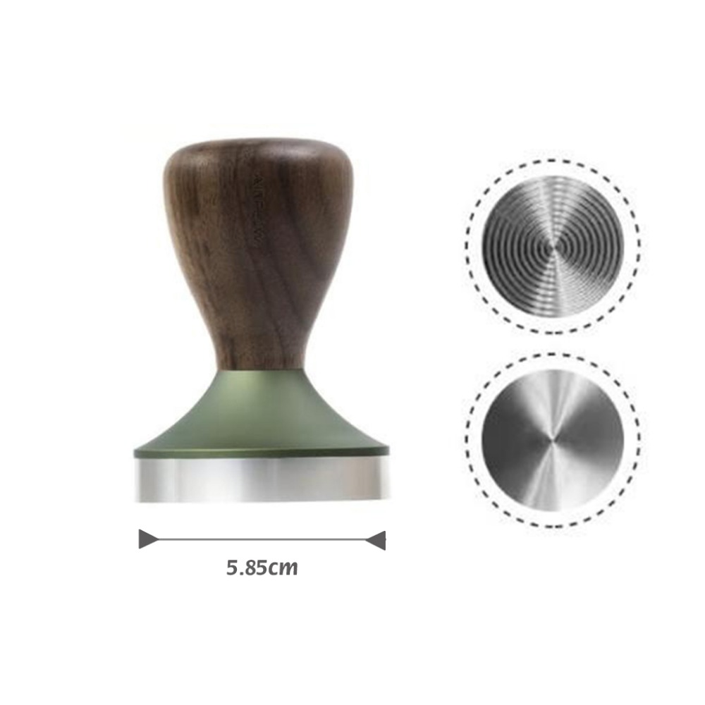 【P.R. CAFE】 AIRFLOW｜雙底壓粉器 58.5mm 同心圓螺紋 平底 黑胡桃木 鋁合金-規格圖5