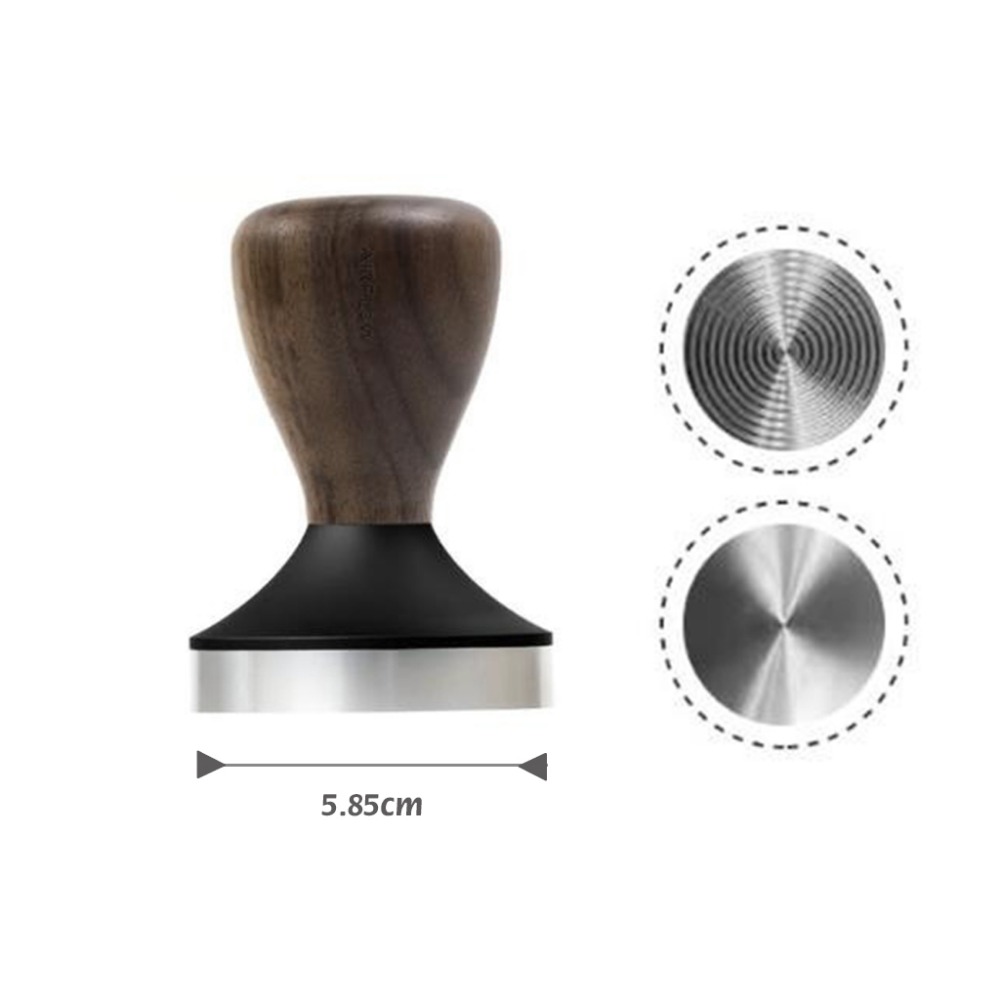 【P.R. CAFE】 AIRFLOW｜雙底壓粉器 58.5mm 同心圓螺紋 平底 黑胡桃木 鋁合金-規格圖5