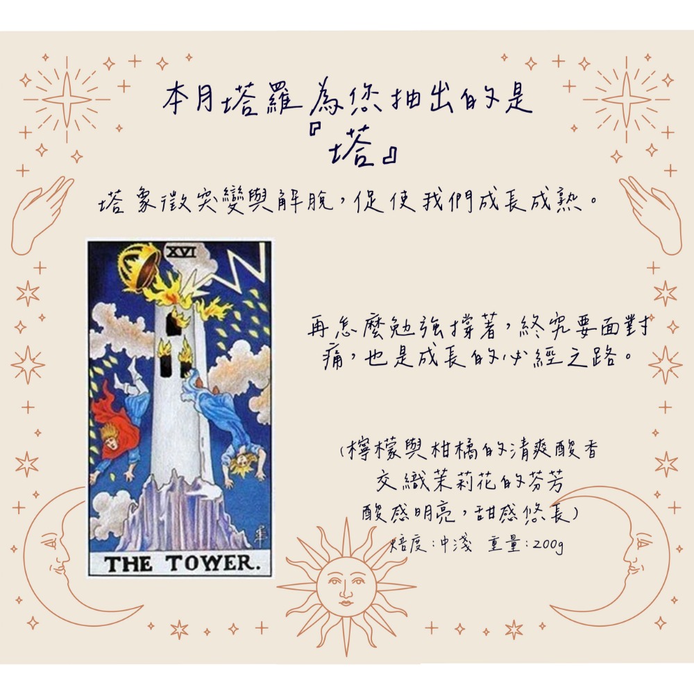 【P.R. CAFE】每月塔羅咖啡豆 200g 精品咖啡豆-規格圖3