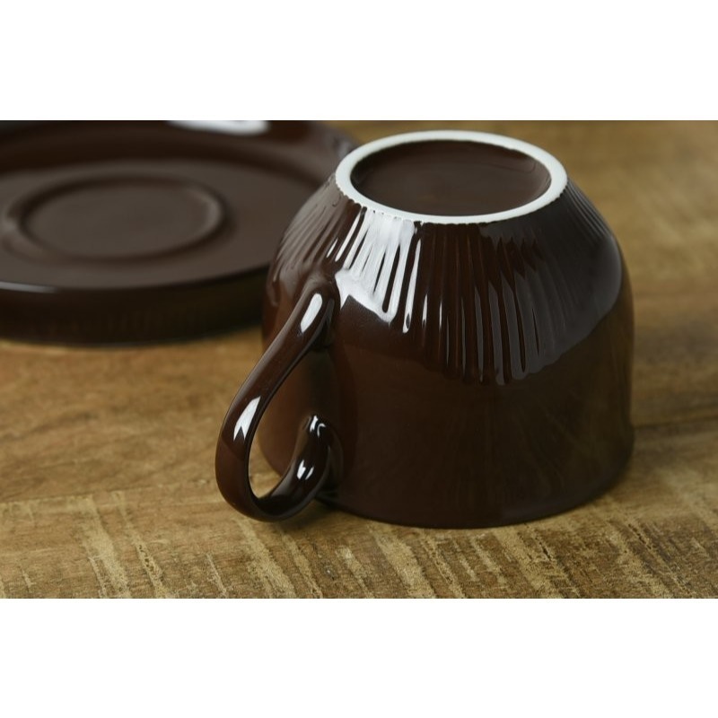 【P.R. CAFE】茶杯盤組/杯碟組 美濃燒 棕色 馬克杯 咖啡杯 日式餐具 230ml 日本製造-細節圖5