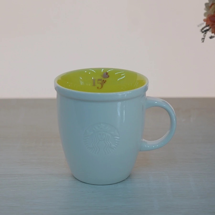 星巴克Starbucks｜abbey 15周年 馬克杯 白女神LOGO浮雕 12oz 【P.R. CAFE】-規格圖1