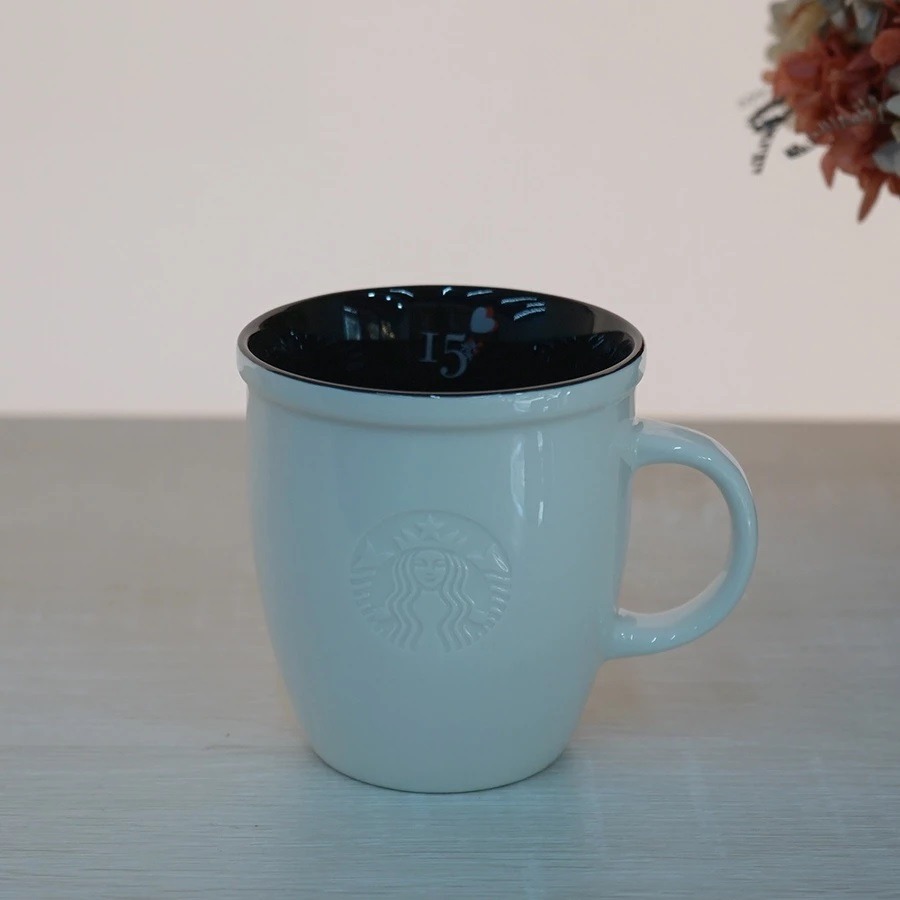 星巴克Starbucks｜abbey 15周年 馬克杯 白女神LOGO浮雕 12oz 【P.R. CAFE】-規格圖1