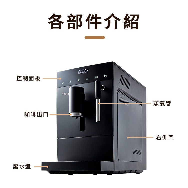 福利品 全新展示機 無使用 黑色 TIAMO｜全自動義式咖啡機 TR101 操作簡單 家用咖啡機 保固-細節圖4