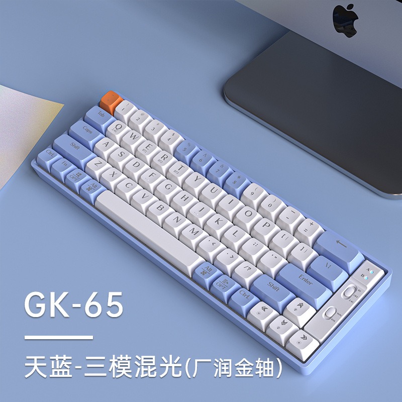 GK 65 狼途 有線 無線 藍芽 金軸 機械鍵盤 英文版 筆電 桌機 平板 手機-細節圖2