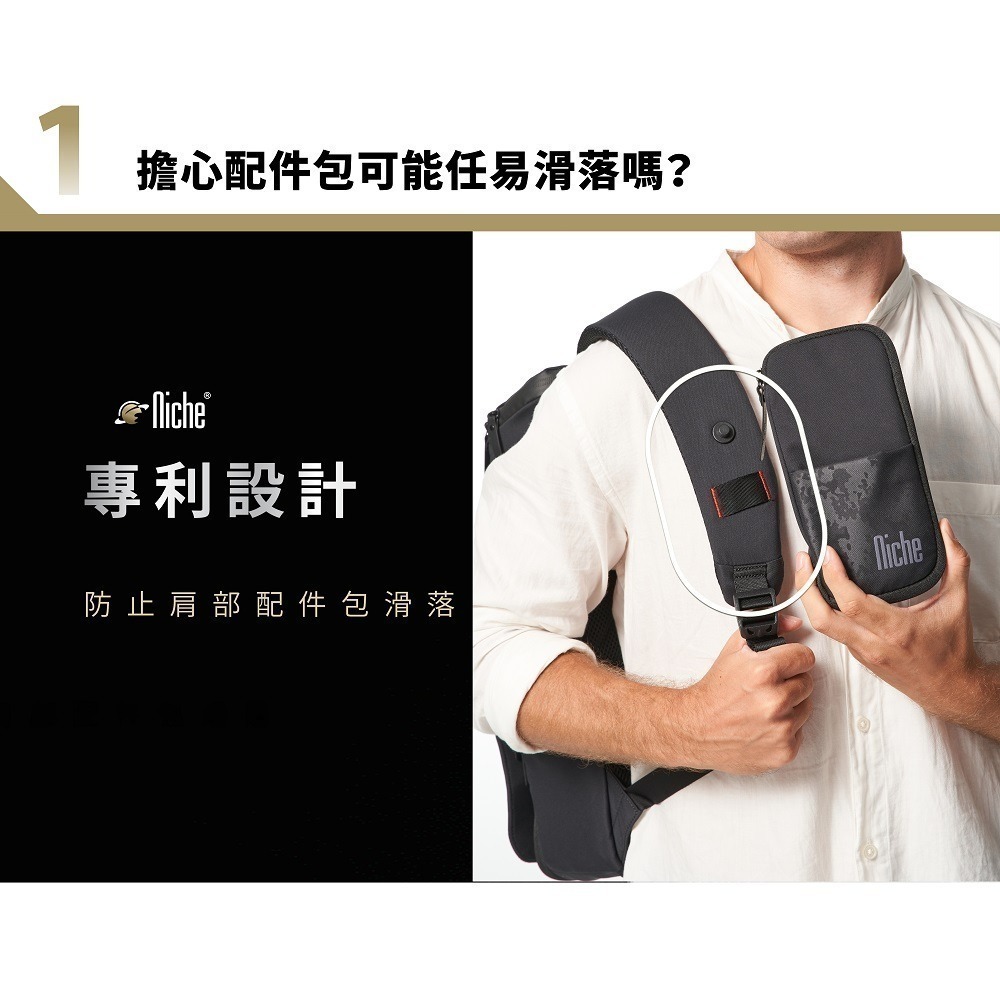 【Niche 樂奇】 城市旅人天龍座快取開口後背包 超輕量 防水 N-19302 斜肩背包 收納包 4件組-細節圖3