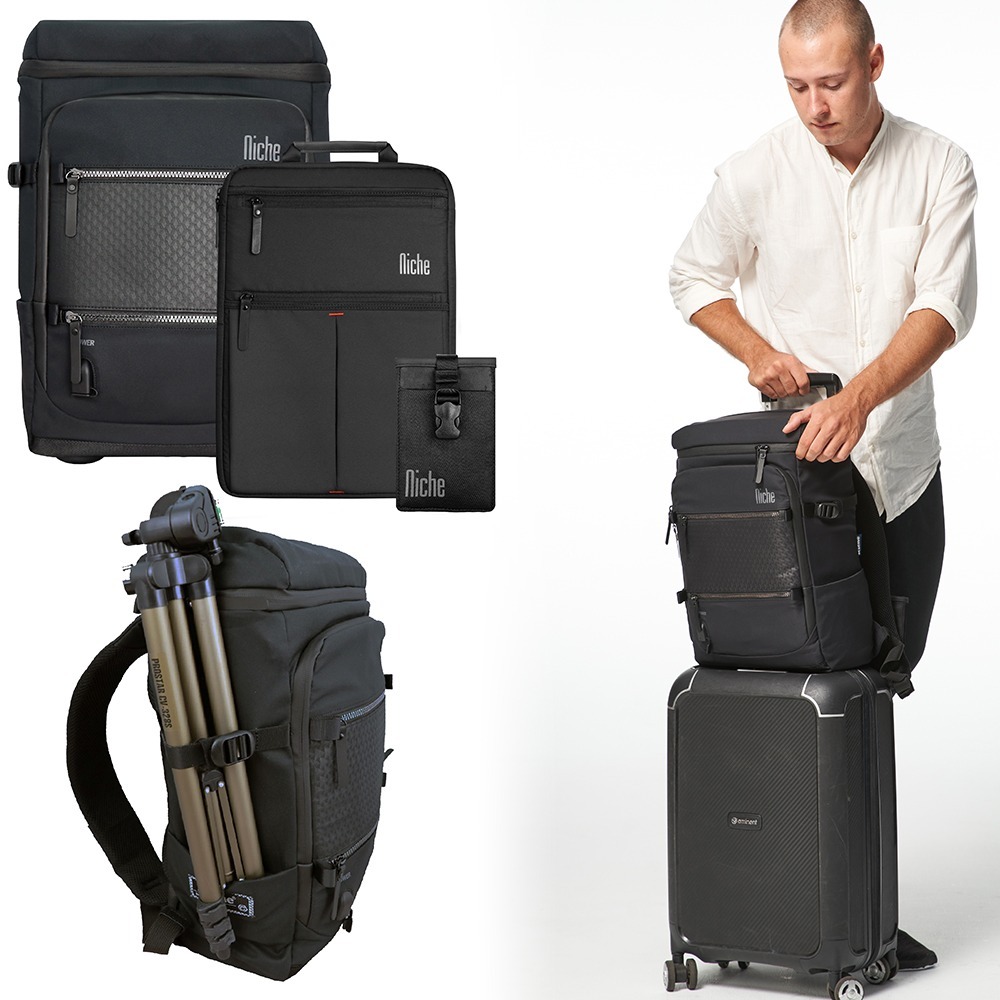 【Niche 樂奇】城市旅人天琴座商務後背包 N-19301 筆電包 手機包 3件組-細節圖4