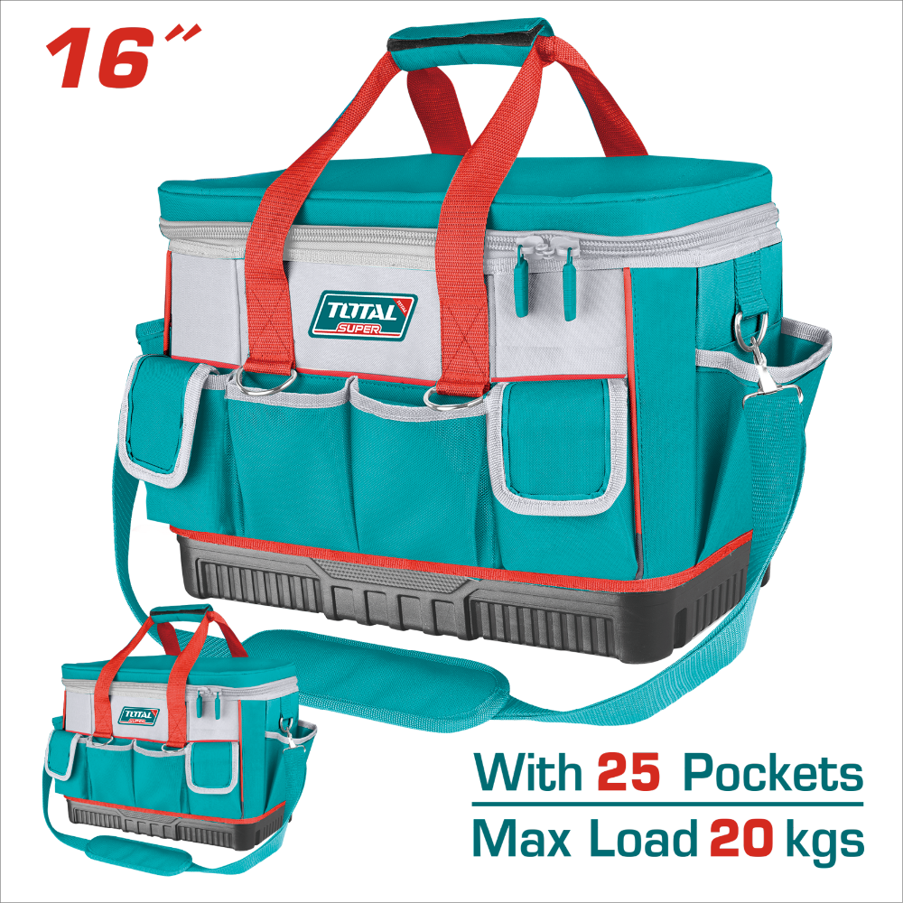 TOTAL 16吋手提硬殼底工具包-規格圖1