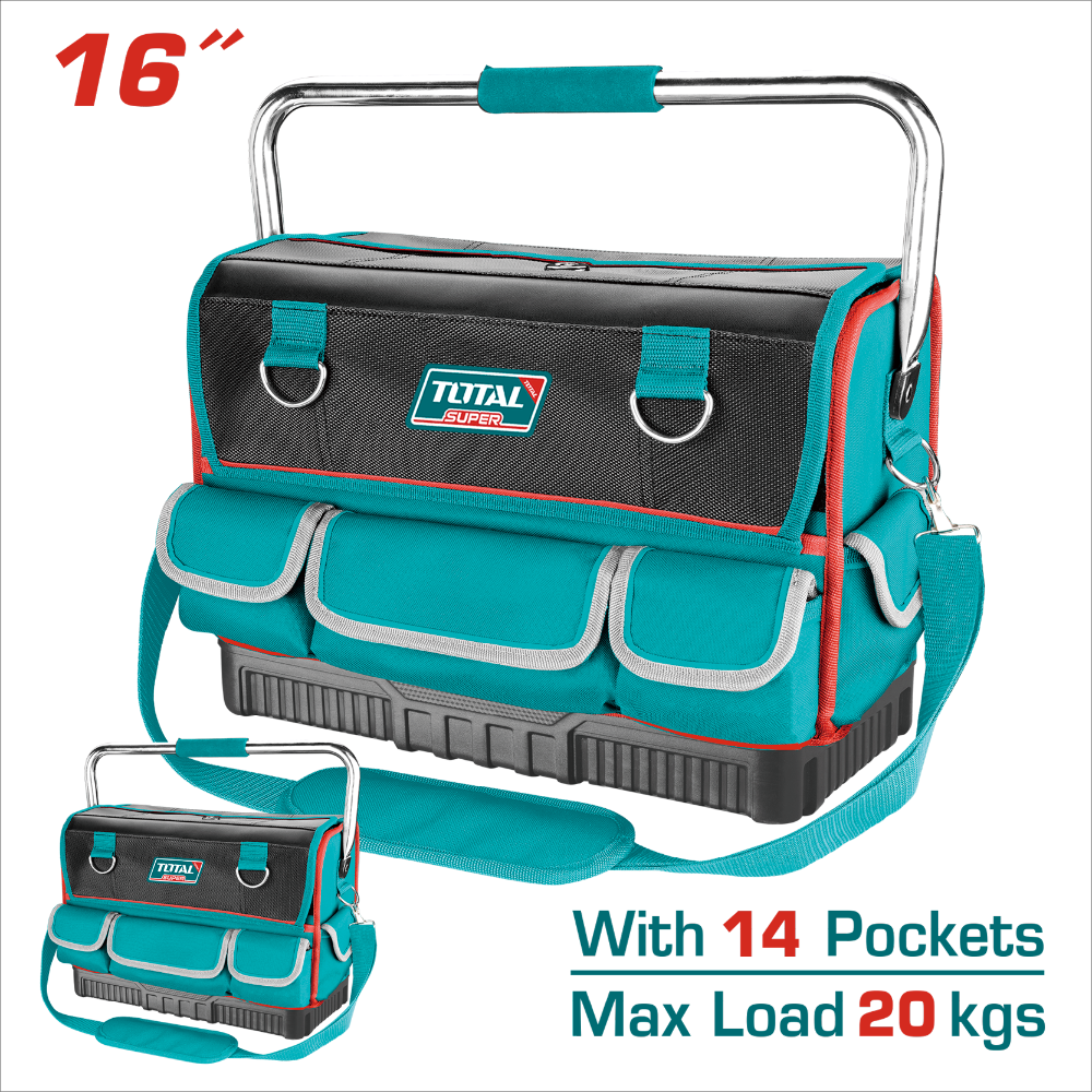 TOTAL 16吋手提硬殼底工具包-規格圖1