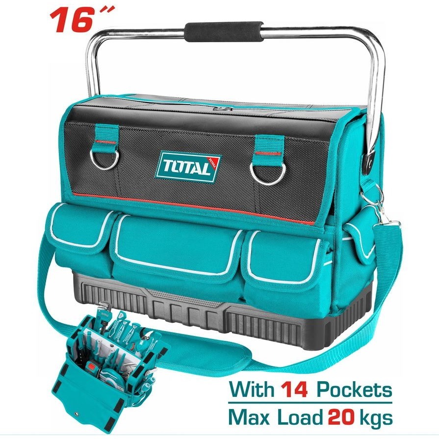 TOTAL 16吋手提硬殼底工具包-規格圖1