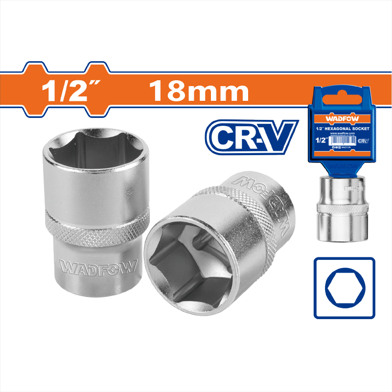 WADFOW 4分手動六角套筒 8mm - 18mm-規格圖1