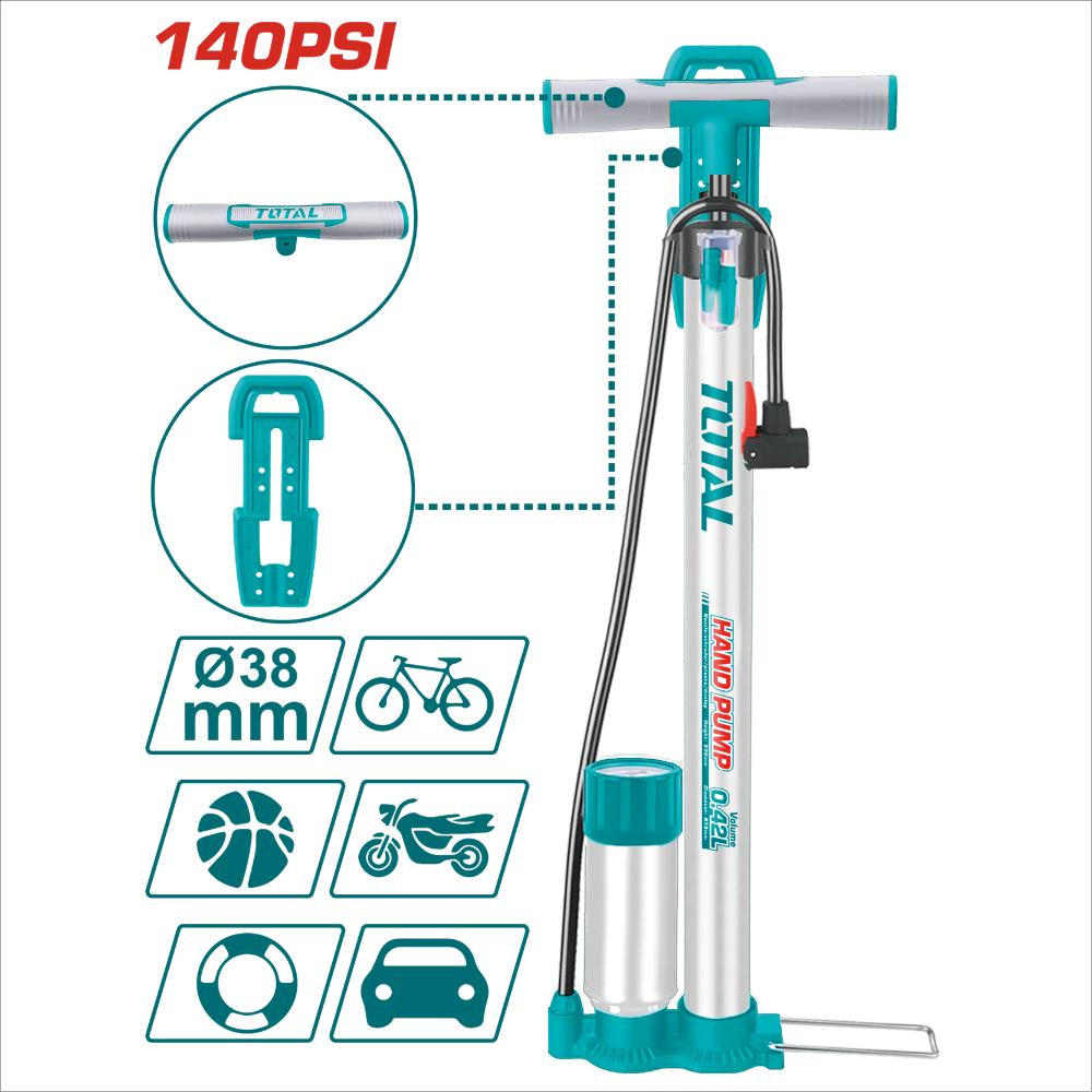 TOTAL 手動打氣筒 140PSI-160PSI-規格圖1