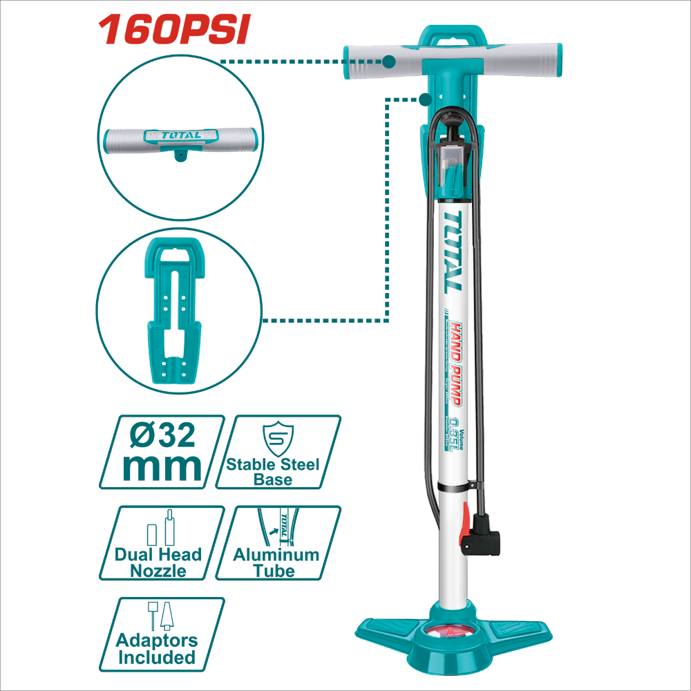 TOTAL 手動打氣筒 140PSI-160PSI-規格圖1