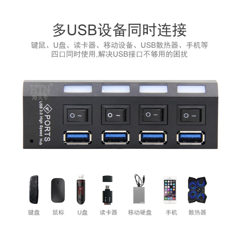 USB分線器 集線器 (台灣24H出貨)USB擴充埠 傳輸線 延長線 4孔擴充槽 連接埠 USB3.0 HUB 1分4-細節圖3