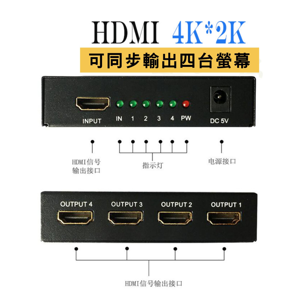 1進4出 HDMI 分配器 切換器 4K HDMI 轉接器 一分四 HDMI  1進4出 一進四出 hdmi轉接器-細節圖4