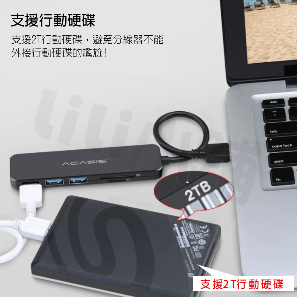 HUB USB3.0 Type-C 接口 擴展器 高速 集線器 SD TF卡 讀卡器 電腦 平板 手機-細節圖6