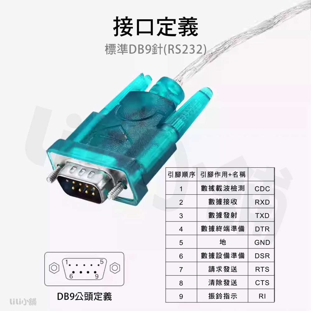 USB轉RS232串口傳輸線 CH340 USB轉接DB9 P公COM埠 RS-232編程設備傳輸 適用Win11-細節圖3