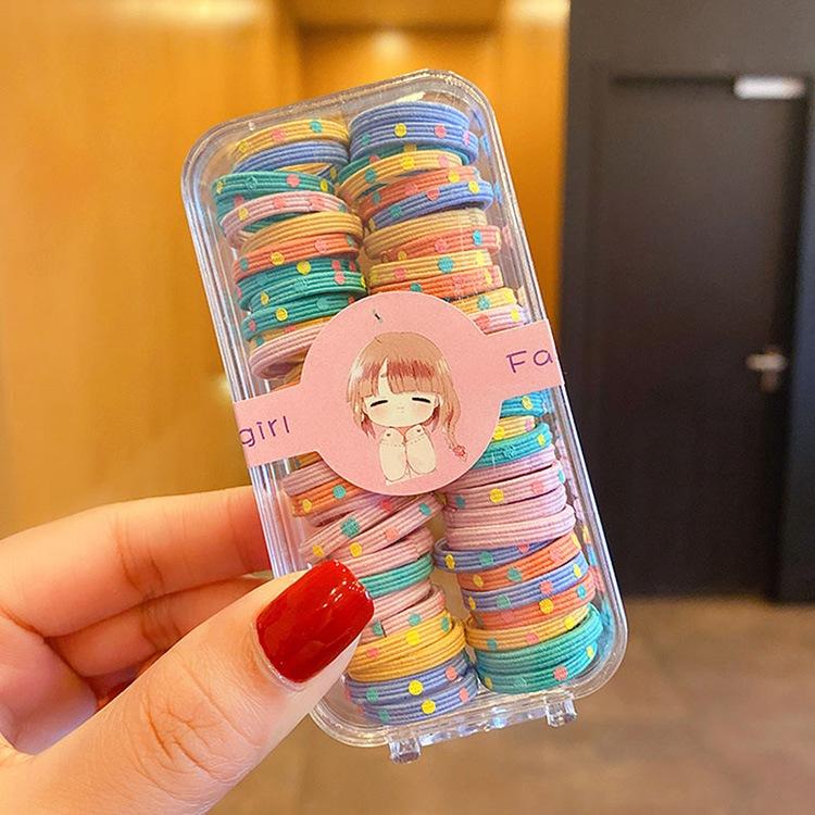 兒童皮筋不傷發彈性好盒裝高彈性糖果色頭繩女孩扎馬尾發繩橡皮筋-細節圖3